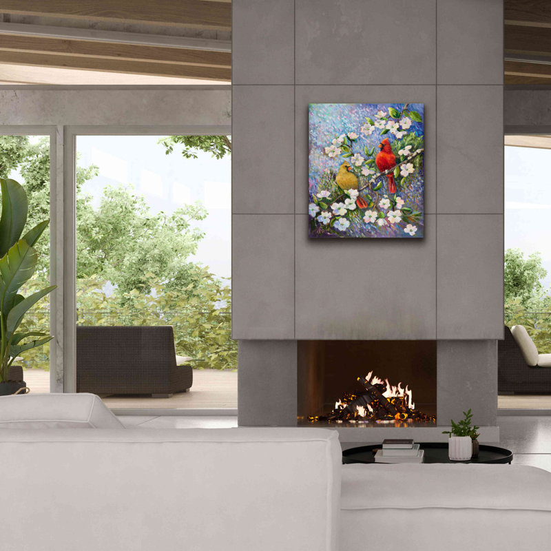 «Cardinal Impressions» par Sarah Davis, art mural sur toile, H 30 po x l 26 po x P 1,5 po