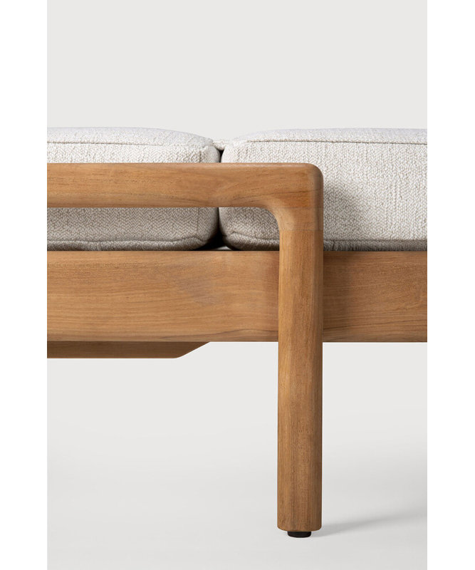 Jack Outdoor Teak Chaise Lounge, Teak Frame/Off White Cushion