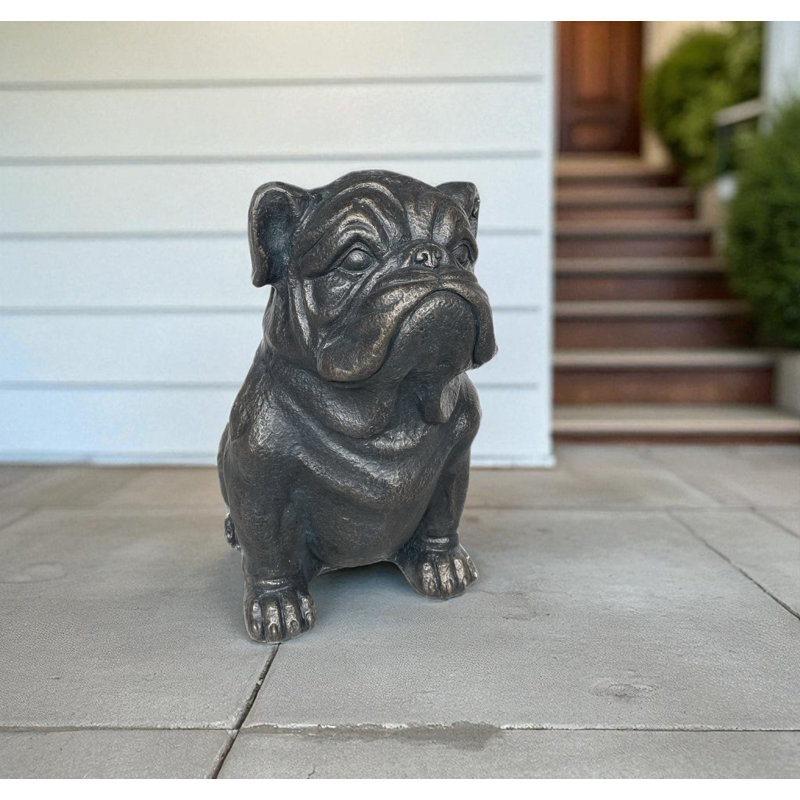 Statue d'extérieur 16 po en polyrésine noire pour chien