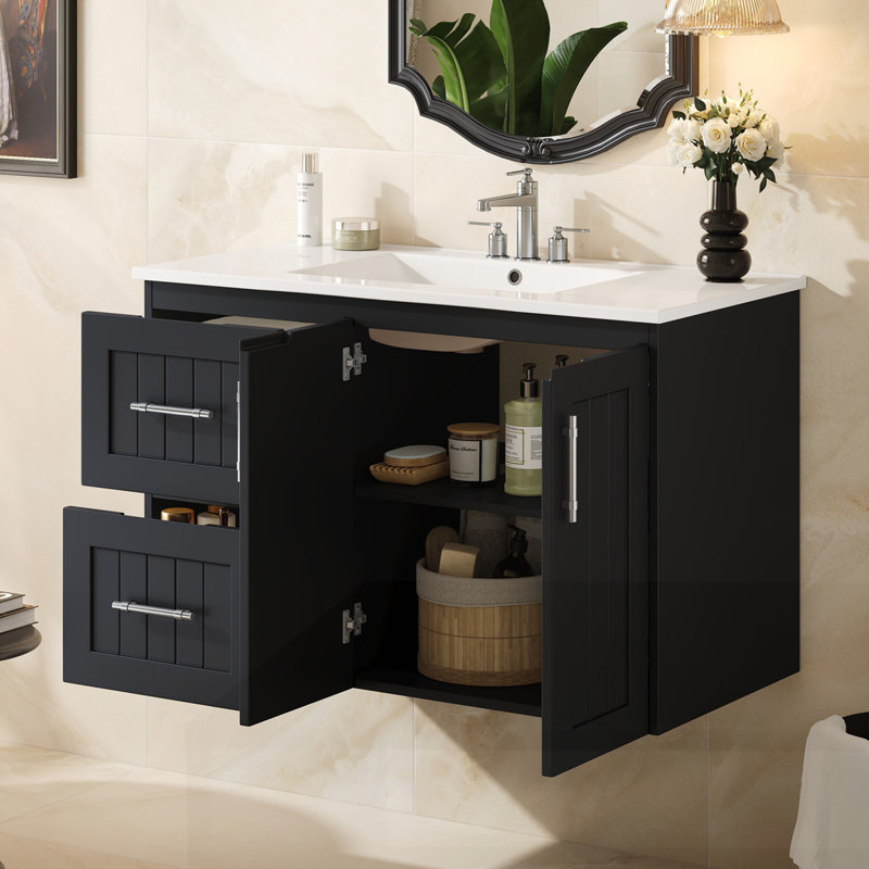 36'' Wall Mounted Bathroom Vanity, Black
