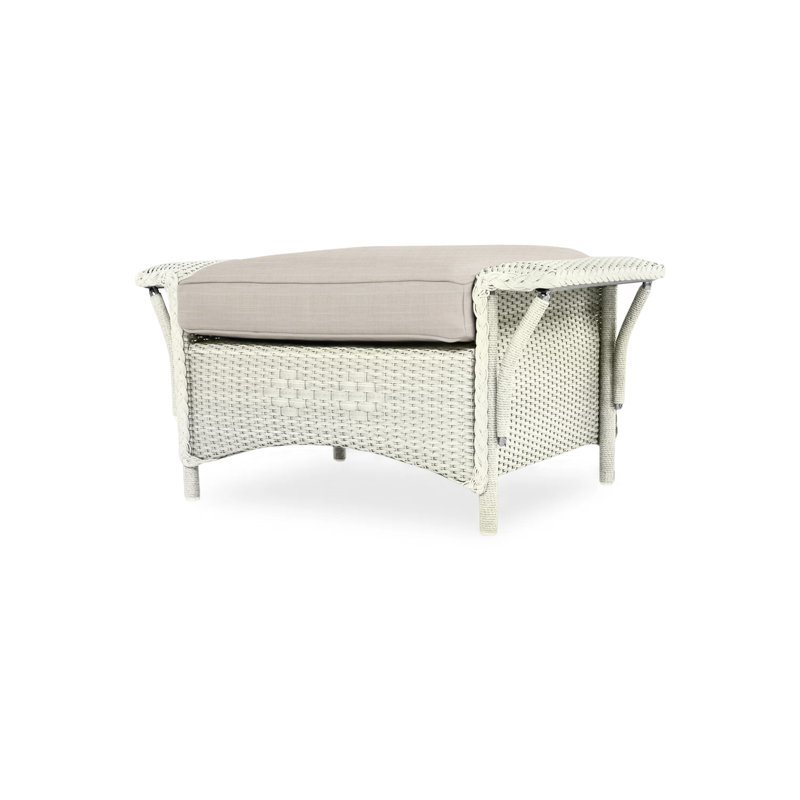 Nantucket Outdoor Ottoman, White, Rollo Linen