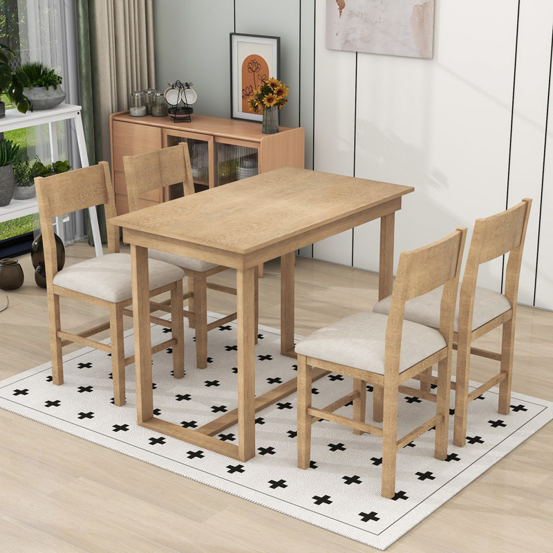 Laubin 6 - Piece Trestle Dining Set, Rectangular Dining Table and 4 Dining Chairs, Brown