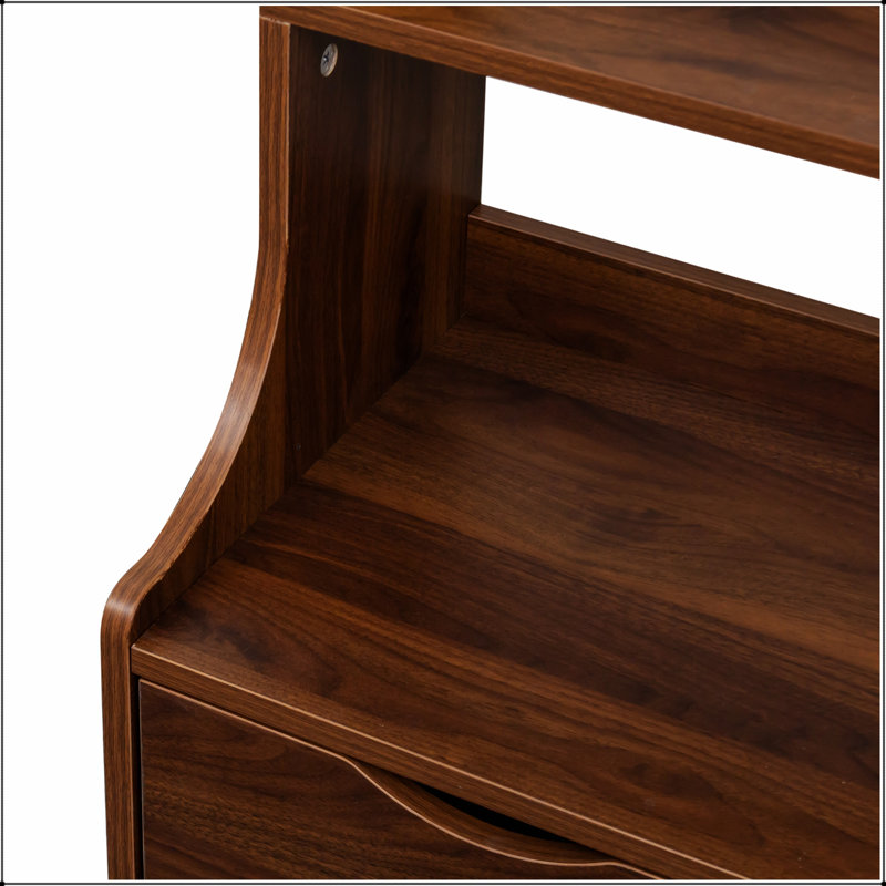Table de chevet polyvalente avec bibliothèque et 2 tiroirs de rangement, parfaite pour l'organisation de la chambre à coucher et l'efficacité de l'espace
