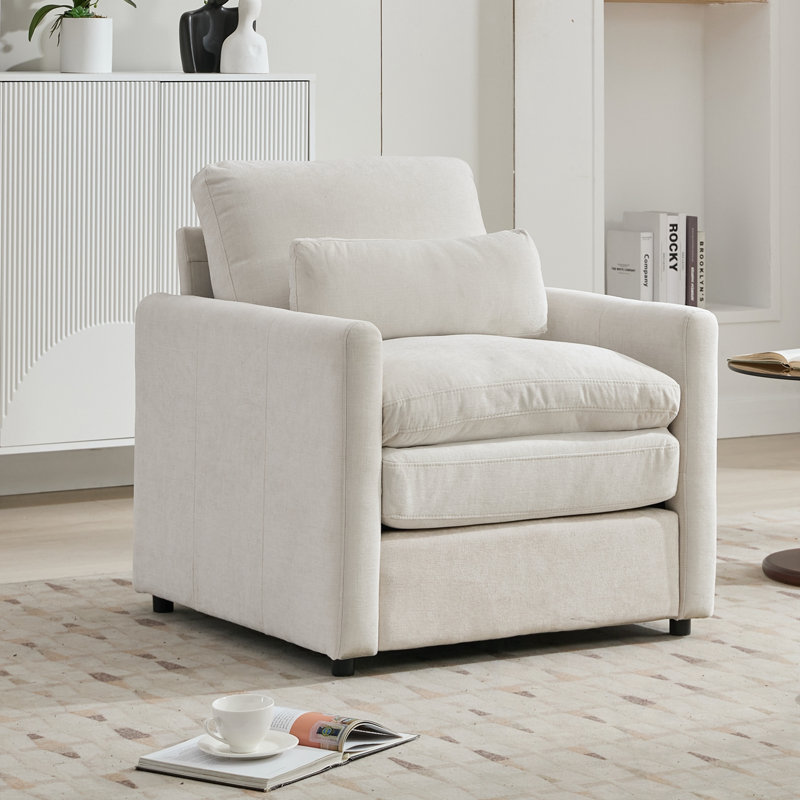 Fauteuil rembourré avec un oreiller, Beige