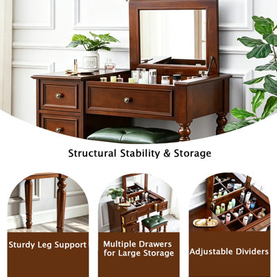 39.37"American-style solid wood covered dressing table