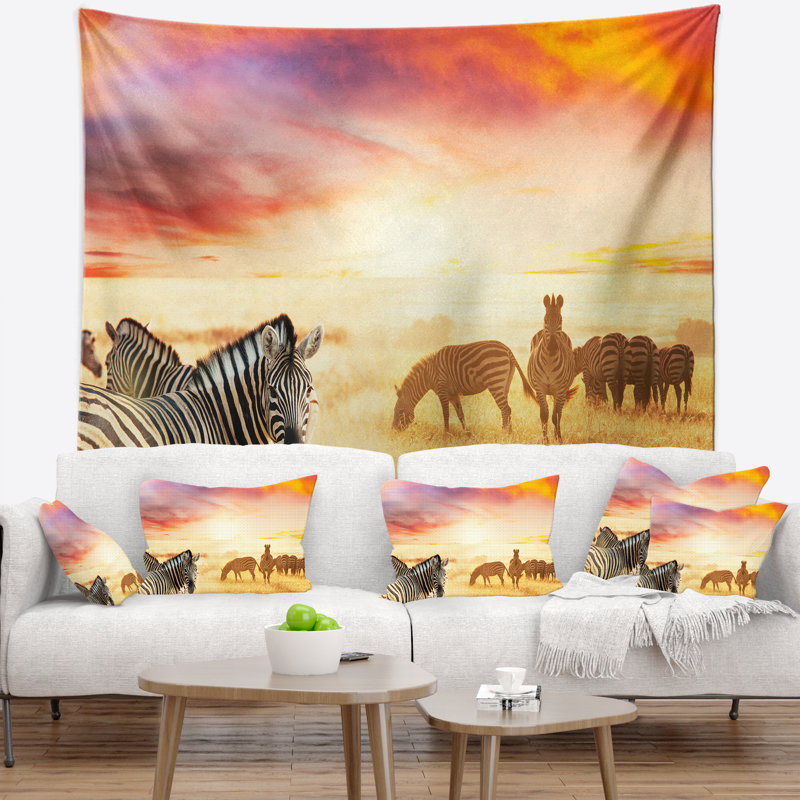 Tapisserie zébrée mignonne animal, H 50 po x l 60 po