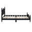 Structure de lit double en bois pleine grandeur, lit plateforme de style rétro avec support en lattes de bois, noir-124438683-124438682