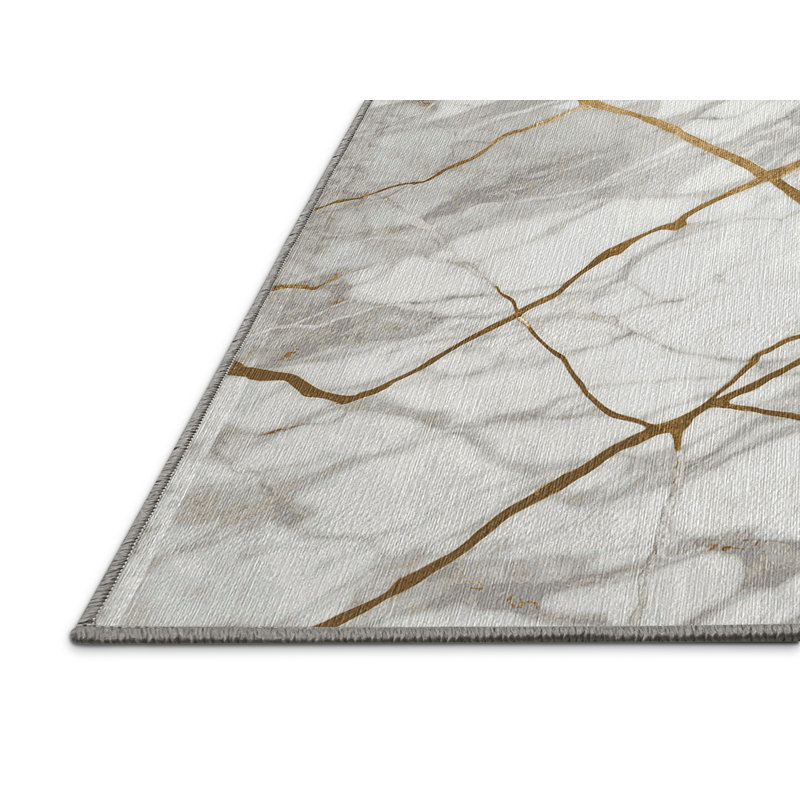Machine Washable Gray Area Rug, Rectangle 8' x 12'