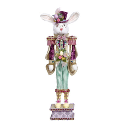 Rabbit Nutcracker Green, Small - 24.5 Inches