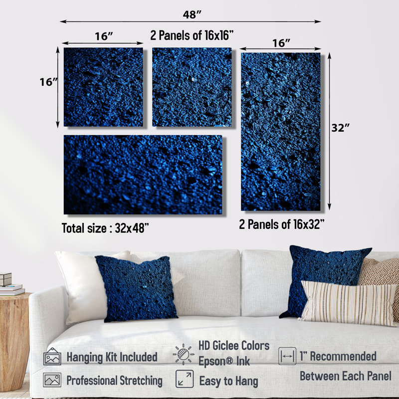 Abstract Euphoria Deep Blue Happiness - Blue Wall Decor 4 Pieces, Framed Print without Mat, Gold