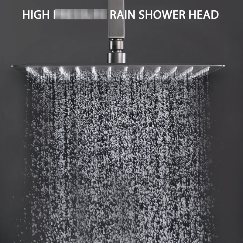 Douche de salle de bain, tête de pluie en acier inoxydable de 12 po et ensemble d'installation de système mural, équilibré et portatif