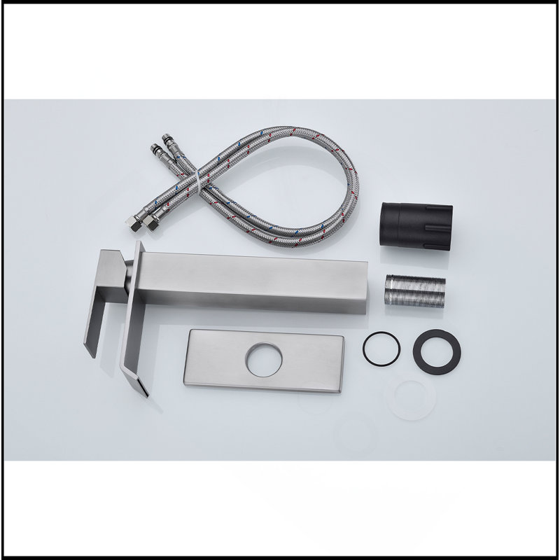 Waterfall Spout Single Handle Bathroom Sink Faucet, Brushed Nickel