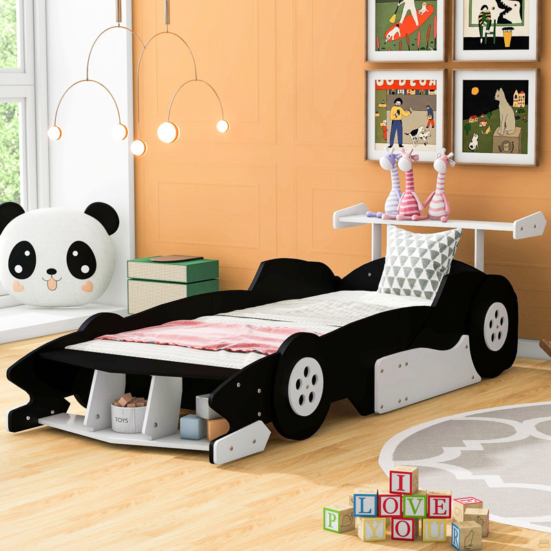 Lit plateforme simple avec roulettes, Noir