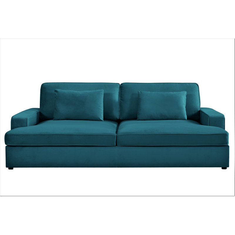 Fedosia 94.49'' Velvet Sofa, Greenish Blue Velvet