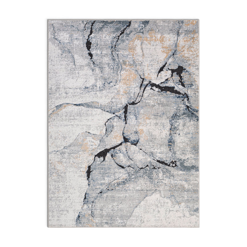 Steve Abstract Gray Area Rug, Rectangle 7'10" x 10'