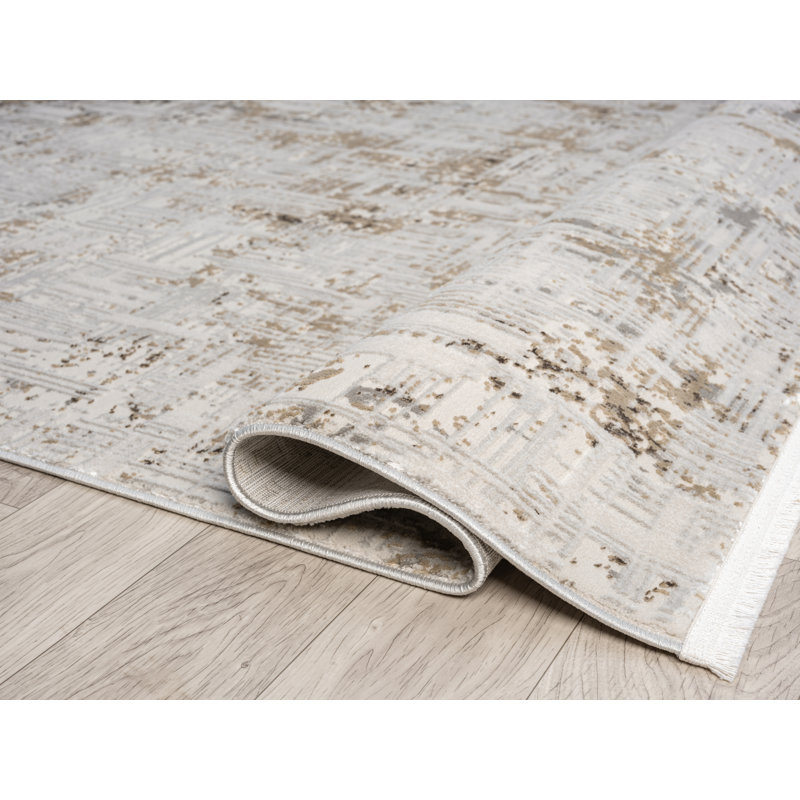 Tapis à motif abstrait crème Gints Collection, Rectangle 7 pi 10 po x 10 pi 10 po