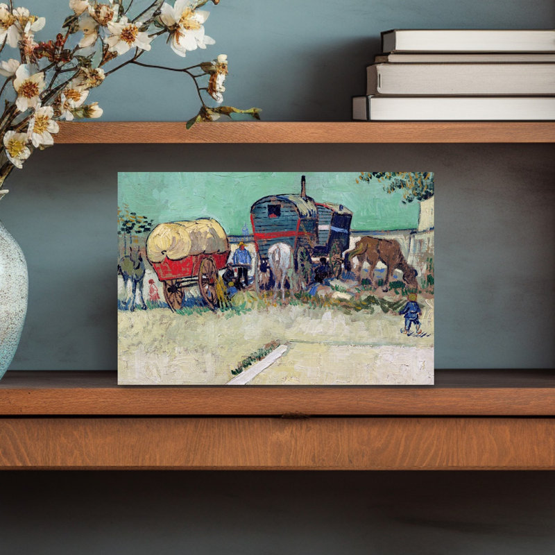 The Caravans, Gypsy Encampment Near Arles, 1888 Abstract Contemporary Horse Animal Wall Art Print, 30.48cm H x 45.72cm W