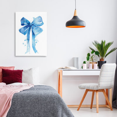 Blue Watercolor Bow Illustration Canvas, design by LSR Design Studio