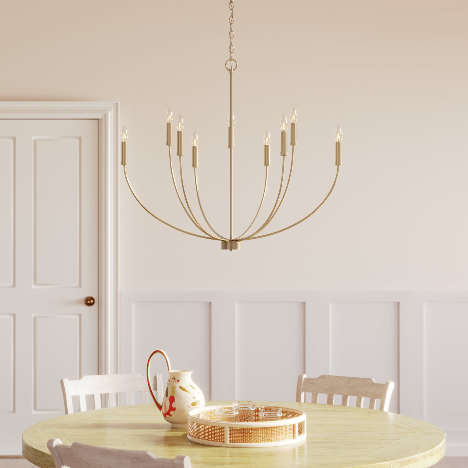 Ansley Dimmable Classic / Traditional Chandelier, Aged Brass, 9 Lights