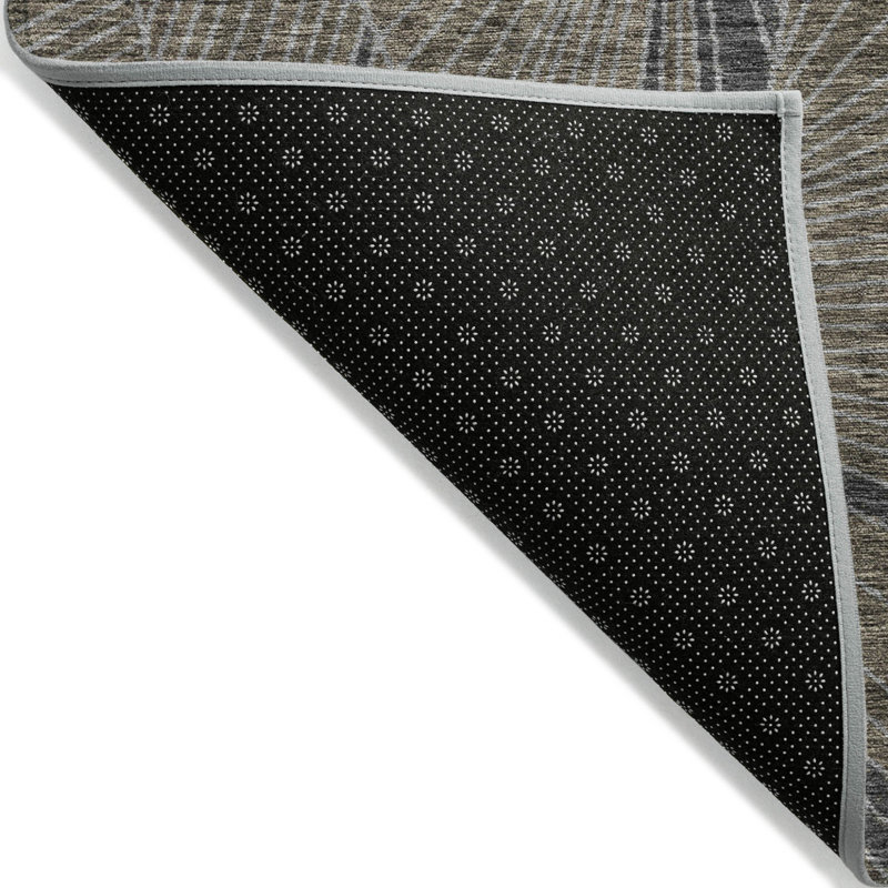 Tapis intérieur / extérieur géométrique lavable 5 pi x 8 pi brun et noir 5 pi x 8 pi