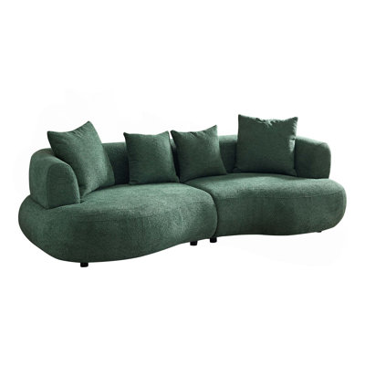 102.36 Inch Mid Century Modern Sectional Curved Sofa Couch,Comfy Sofa For Living Room,Upholstered 4-Seat Sofa Boucle Fabric Cream Style Couch For Apar