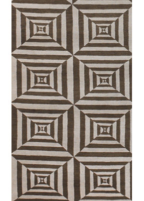 Tapis brun/beige en laine noué à la main Elana