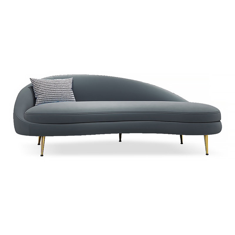 Chaise longue en velours de bois massif de style italien de luxe légère pour chambre à coucher et salon