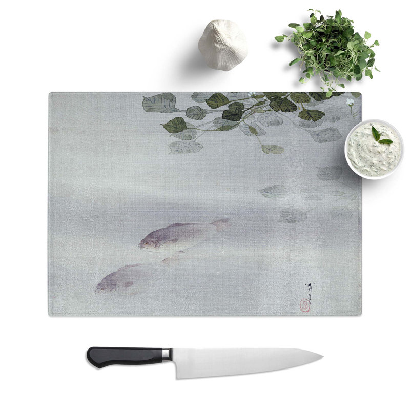 Glass Fishes by Watanabe Seitei Chopping Board, 39 cm W x 28.5 cm L