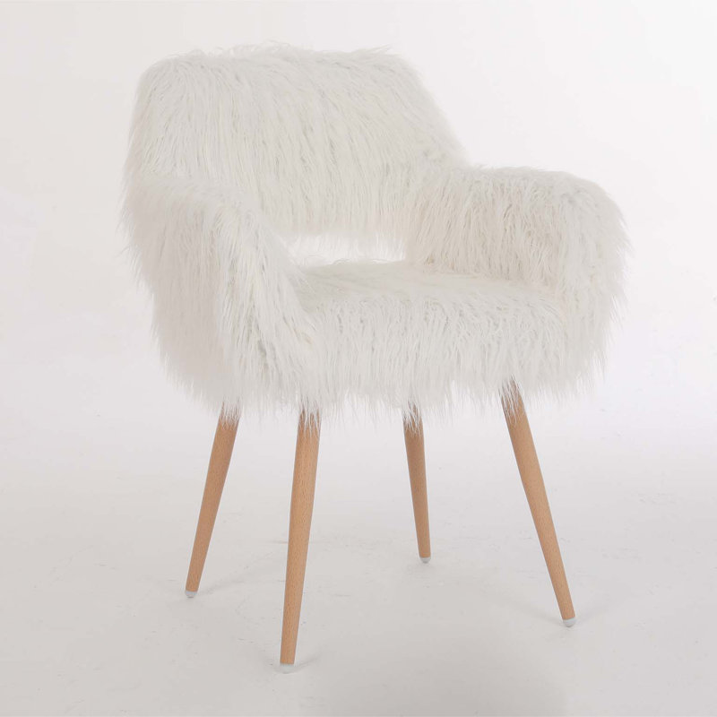 Fauteuil de maquillage rembourré, Fausse fourrure blanche