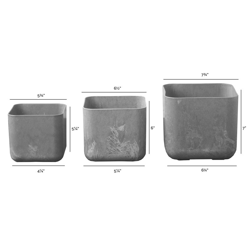 Ensemble de 3 pots à fleurs Eziah, Gris