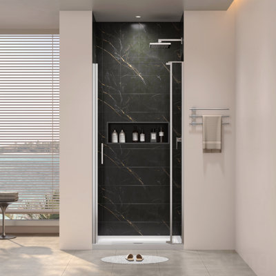 28-32"W X 72"H Left And Right Opening Universal Pivot Opening Shower Door  - Open Outside, With 1/4" And 5/16" Tempered Glass