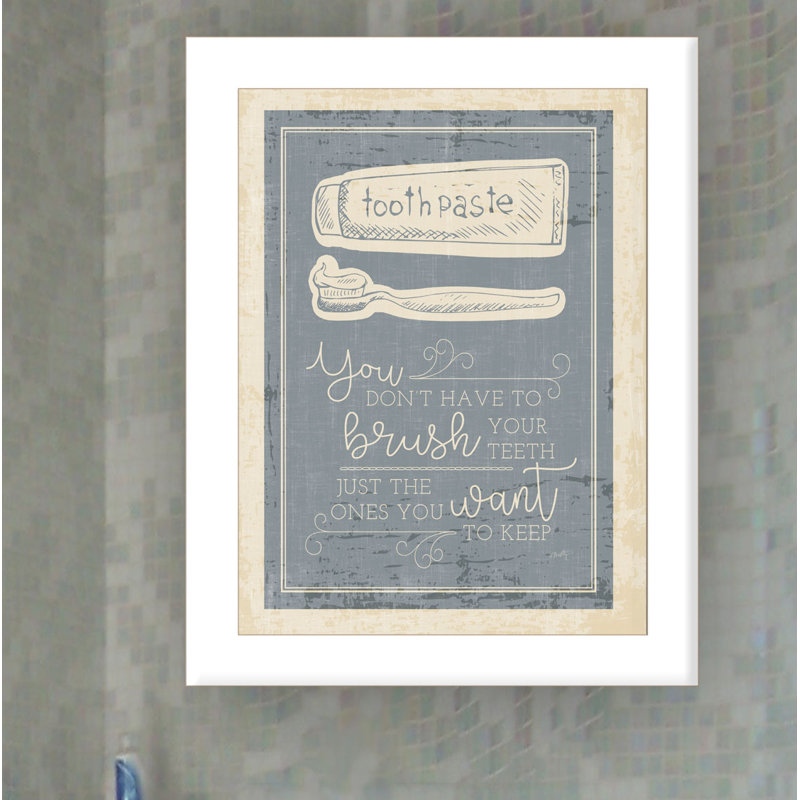 «Brush T dents» par Misty Michelle, reproduction d'art textuel sur papier encadré, H 19 po x l 15 po x P 1 po, Gris