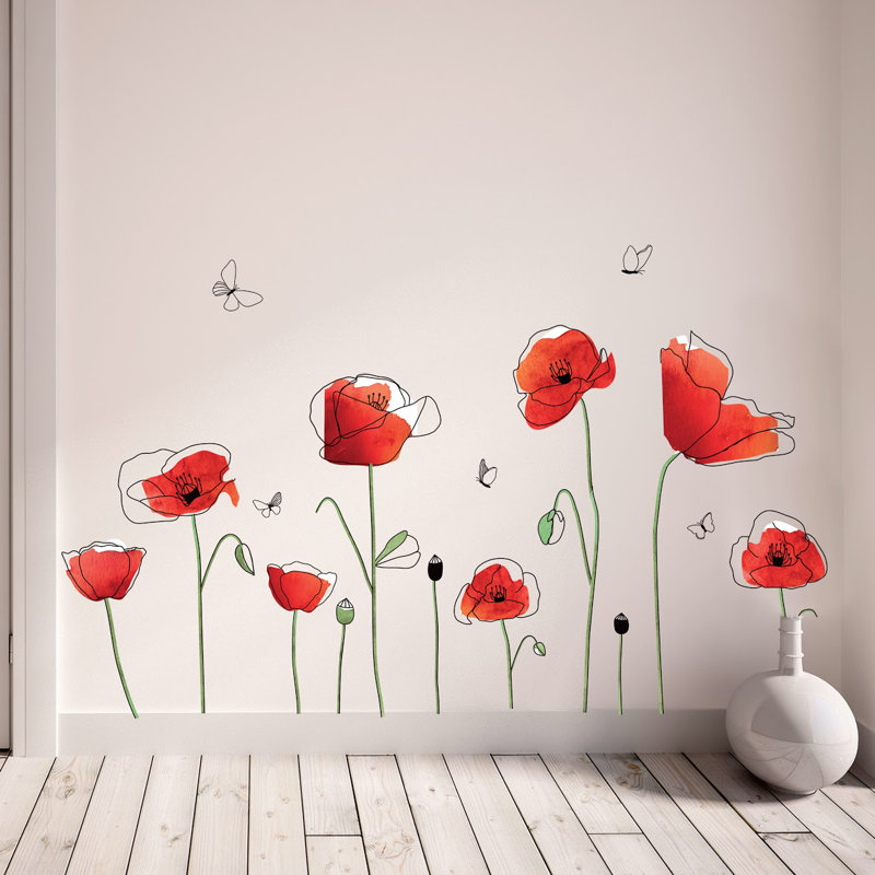 Poppy Butterflies Wall Sticker, 1 Pack