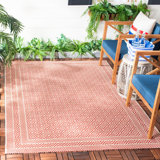 Arneshia Geometric Beige/Red Indoor / Outdoor Area Rug