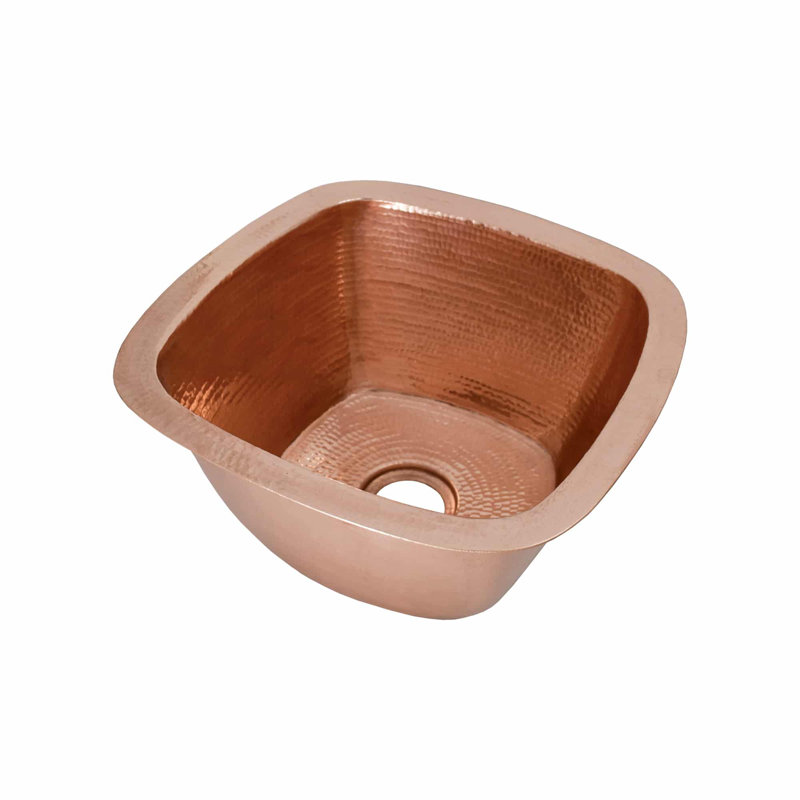 Rincon Hand-Hammered Copper 13" L x 13" W Undermount Kitchen/Bar Sink, Polished Copper