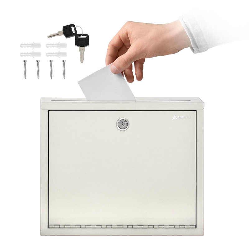 Large Mailbox Steel Multi-Purpose Secure Drop Box, White