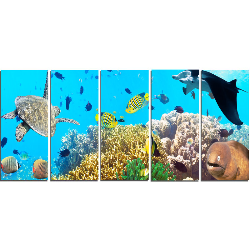 Ensemble de 5 pièces d’art mural sur toile tendue sous l’eau