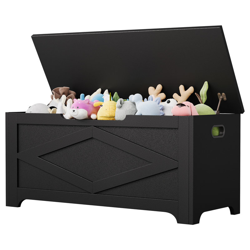 Banc de rangement multifonctionnel en bois - Commode avec poignée en U découpée, charnières de sécurité, support robuste de 300 lb - Chambre à coucher, Rangement de vestibule - Conception en X mat Farmhouse