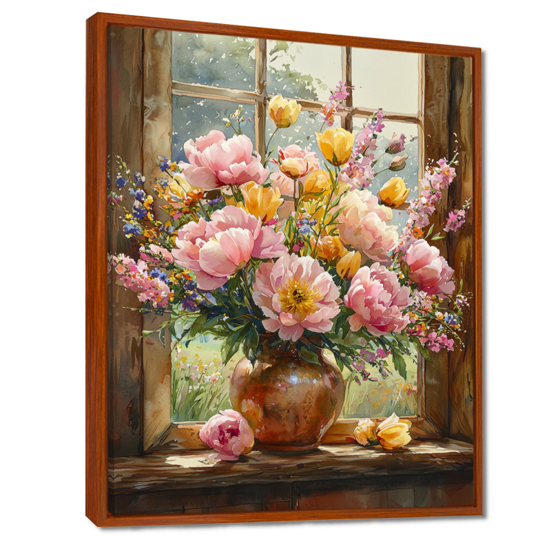 Alberty - décoration murale florale, Brun, H 32 po x l 24 po, Reproduction encadrée sans passe-partout