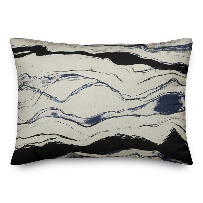Flowing Lines Outdoor Rectangular Pillow Cover & Insert, Navy