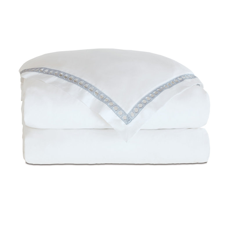 Housse de couette en coton Celine, Housse de couette pour très grand lit, Blanc / argenté
