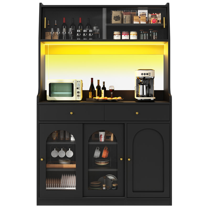 180cm Kitchen Pantry, Black