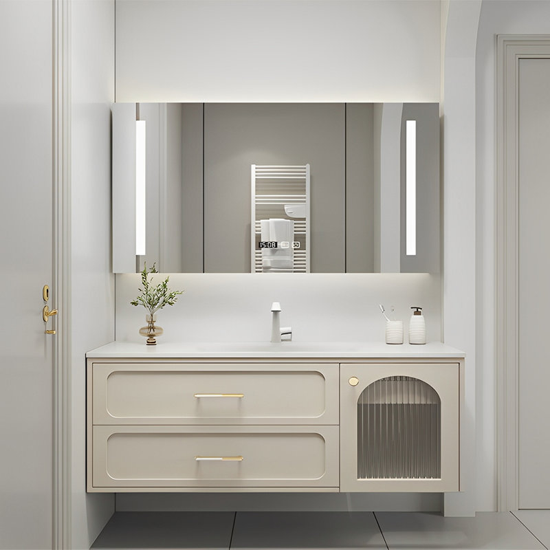 Simple exquisite bathroom cabinet, Beige, 51.18"