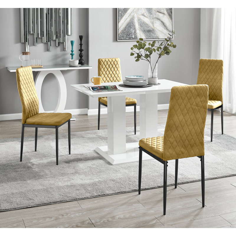 4 - Person Dining Set, Mustard/Black