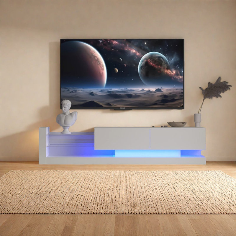 Meuble télé et meuble télé à DEL, rangement moderne en bois pour la maison