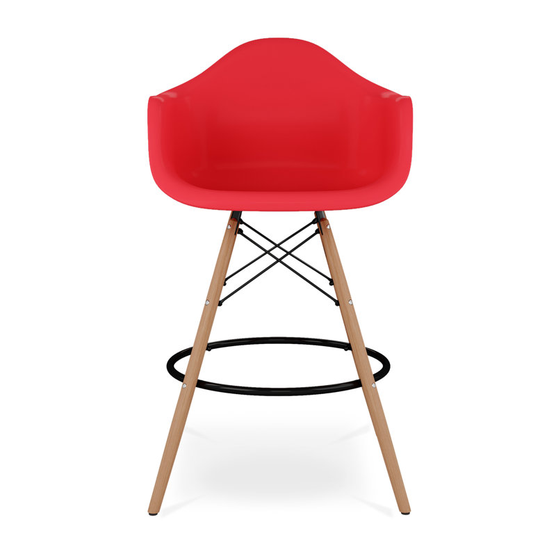 Modholic Eiffel Counter Stool With Arms, Red, Red