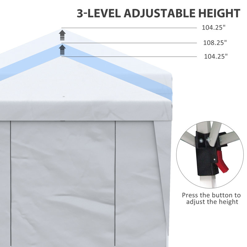 Outsunny 10' X 19.5' Pop Up Canopy Tent With Sidewalls, Height Adjustable Large Party Tent Event Shelter With Leg Weight Bags, Double Doors And Wheeled Carry Bag For Garden, Patio