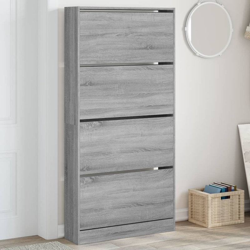 12 Pair Shoe Storage Cabinet, Grey Sonoma