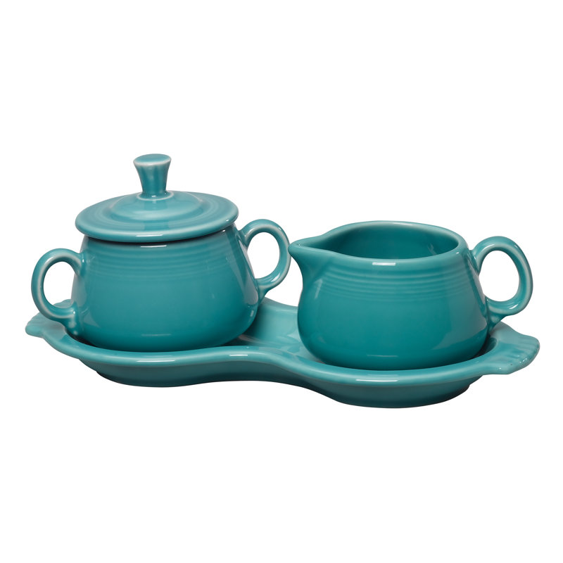 Ensemble de sucrier et bac à crème 4 pièces avec plateau Fiesta, Turquoise