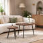 Stacking Nesting End Table Set, Wood Effect Tabletops with Metal Frame for Flexible Home Layout
